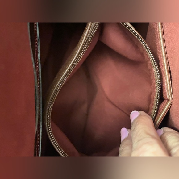 Michael Kors Red With Brown Trim Crossbody/Shoulder Satchel - Picture 11 of 14